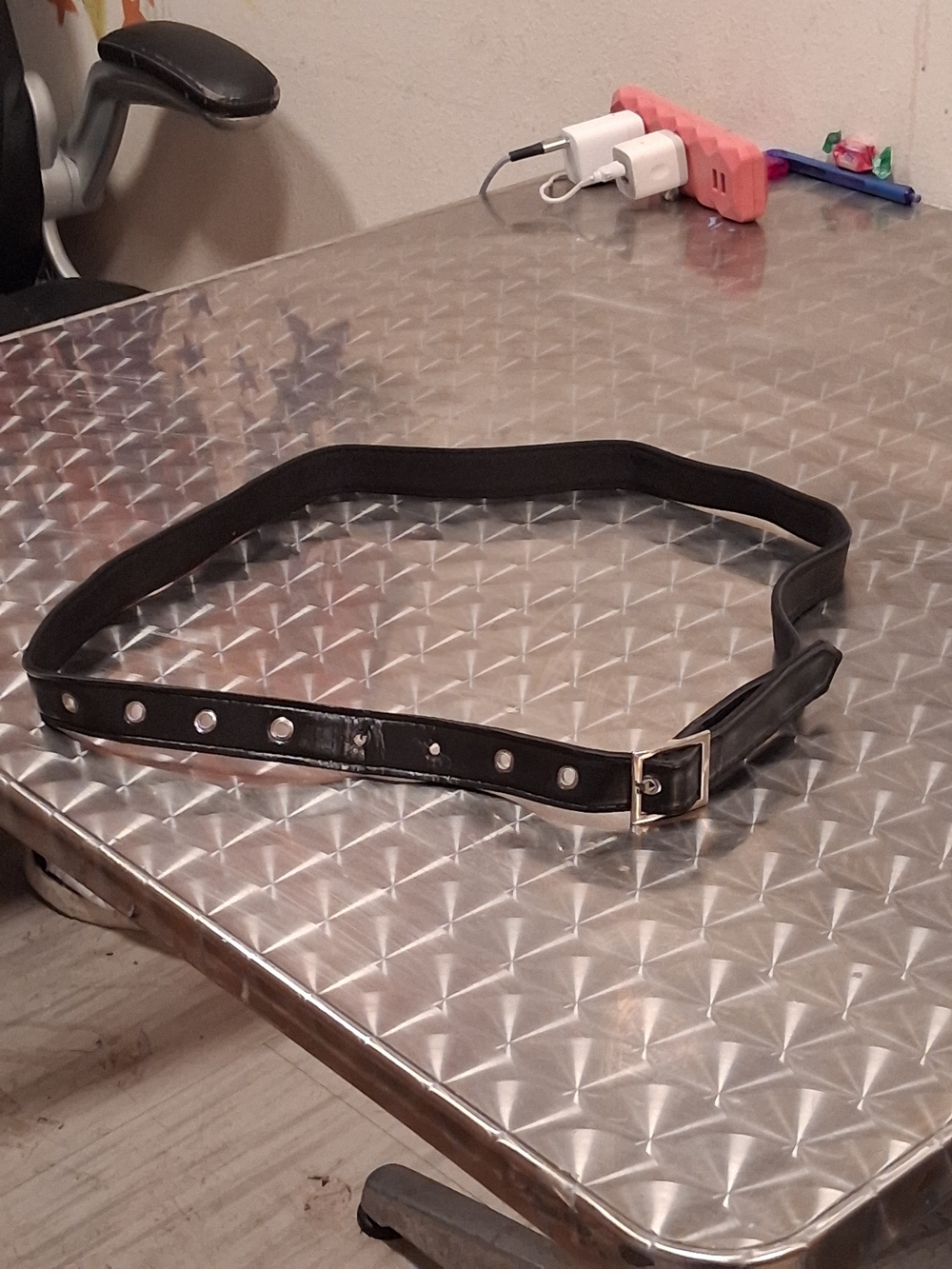 Women’s Black Faux Leather Belt with Silver Buckle
